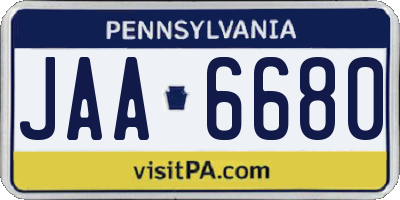 PA license plate JAA6680