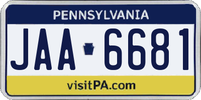 PA license plate JAA6681