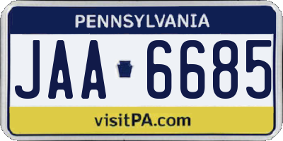 PA license plate JAA6685