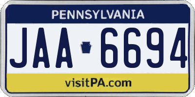 PA license plate JAA6694