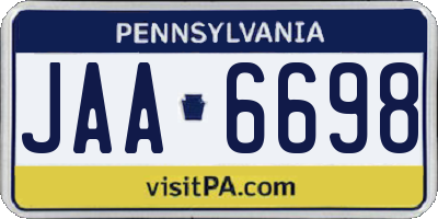 PA license plate JAA6698