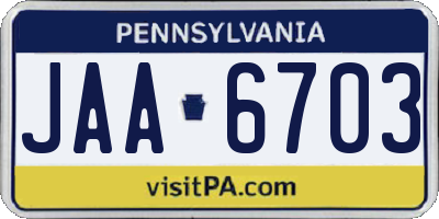 PA license plate JAA6703