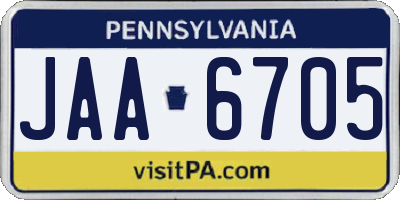 PA license plate JAA6705