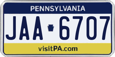 PA license plate JAA6707