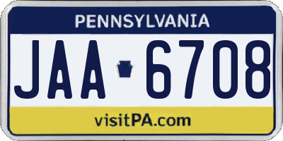 PA license plate JAA6708