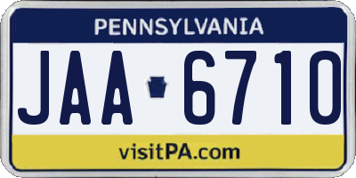 PA license plate JAA6710