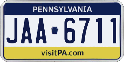 PA license plate JAA6711