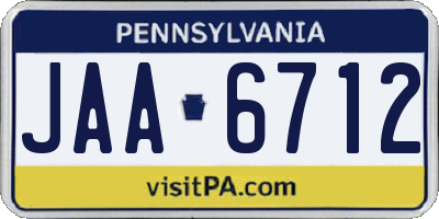 PA license plate JAA6712