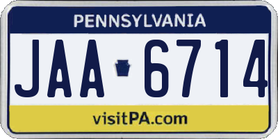 PA license plate JAA6714