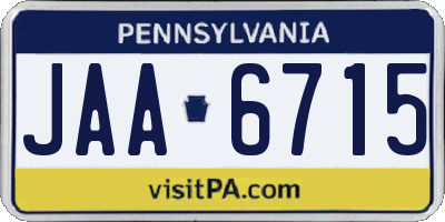 PA license plate JAA6715