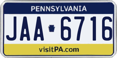 PA license plate JAA6716