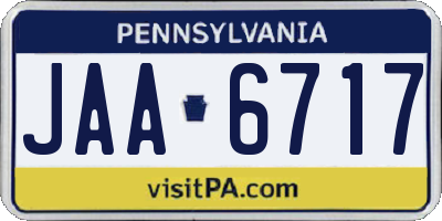 PA license plate JAA6717