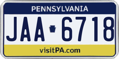 PA license plate JAA6718