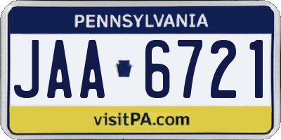 PA license plate JAA6721