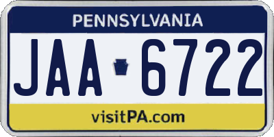 PA license plate JAA6722