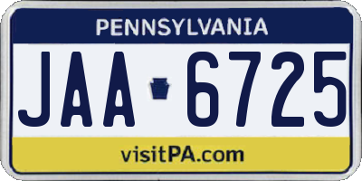 PA license plate JAA6725