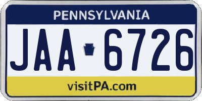 PA license plate JAA6726