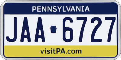 PA license plate JAA6727