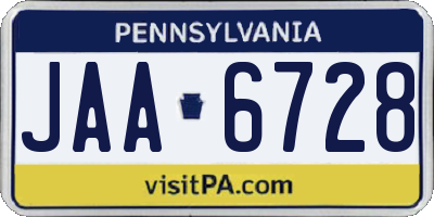 PA license plate JAA6728