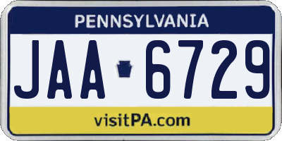 PA license plate JAA6729