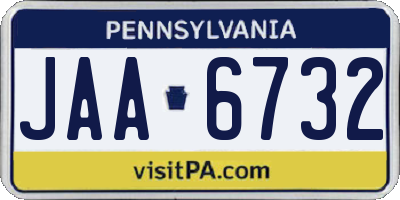 PA license plate JAA6732