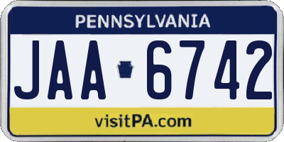 PA license plate JAA6742