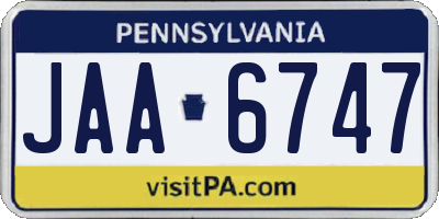 PA license plate JAA6747