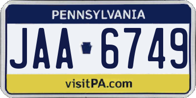 PA license plate JAA6749