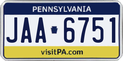 PA license plate JAA6751