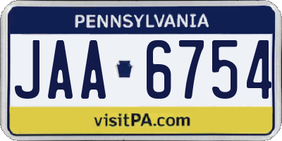 PA license plate JAA6754