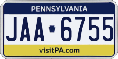 PA license plate JAA6755