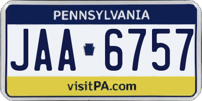 PA license plate JAA6757