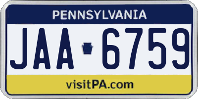 PA license plate JAA6759