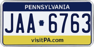 PA license plate JAA6763