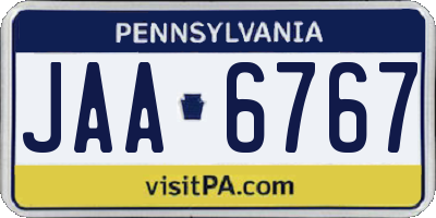 PA license plate JAA6767