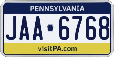 PA license plate JAA6768