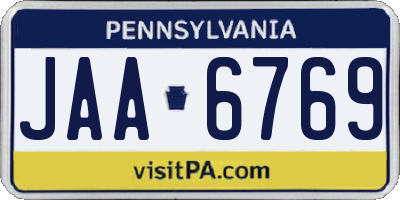 PA license plate JAA6769