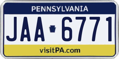 PA license plate JAA6771