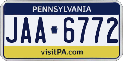 PA license plate JAA6772