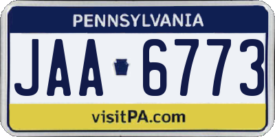 PA license plate JAA6773