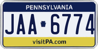 PA license plate JAA6774