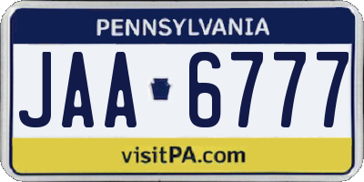 PA license plate JAA6777