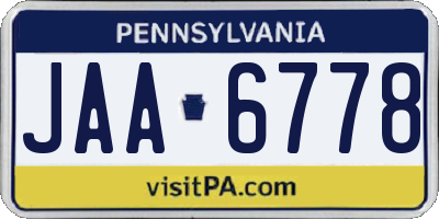 PA license plate JAA6778