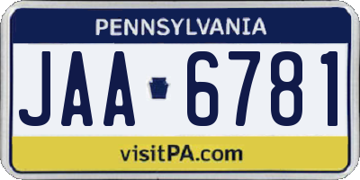 PA license plate JAA6781