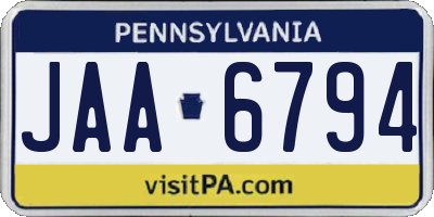 PA license plate JAA6794