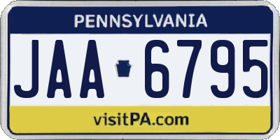 PA license plate JAA6795