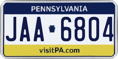 PA license plate JAA6804