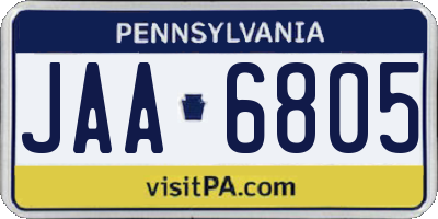 PA license plate JAA6805