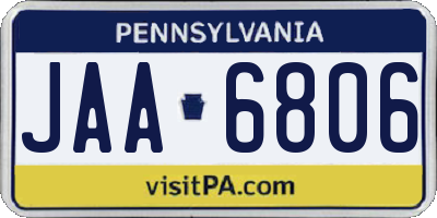 PA license plate JAA6806