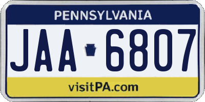 PA license plate JAA6807